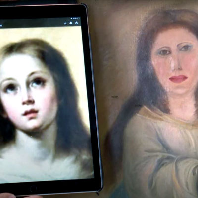 مرمت نادرست یک اثر نقاشی مربوط به قرن هفدهم میلادی